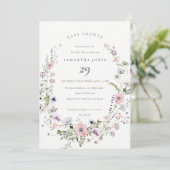 Fleur sauvage rose Lilac Baby shower Invitation (Debout devant)