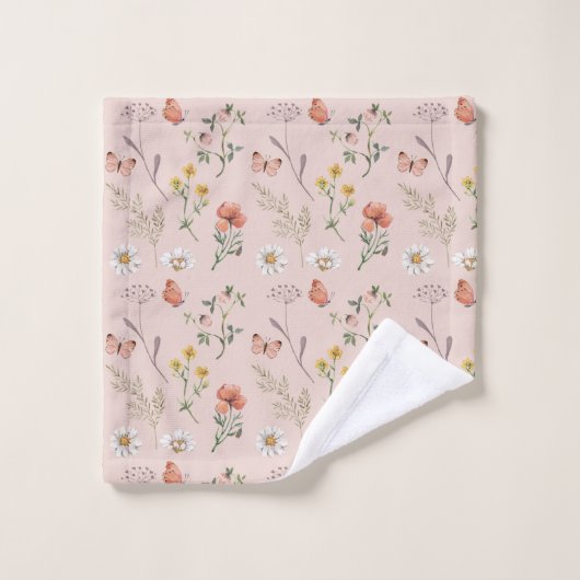 Fleur sauvage rose pâle (Gant de toilette)