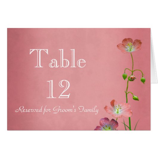 Fleur sauvage rose sur Bourgogne Numéro de table (Devant Horizontal)