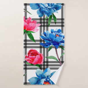 Fleur sauvage rouge et bleu pivoines fleurs motif 