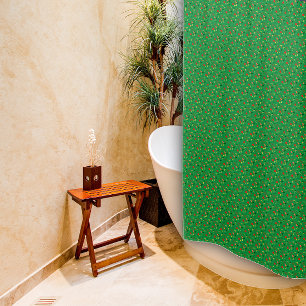 fleur sauvage rouge motif vert rideau de douche