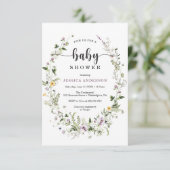 Fleur sauvage Rustic Baby shower Invitation Card (Debout devant)