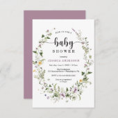 Fleur sauvage Rustic Baby shower Invitation Card (Devant / Derrière)