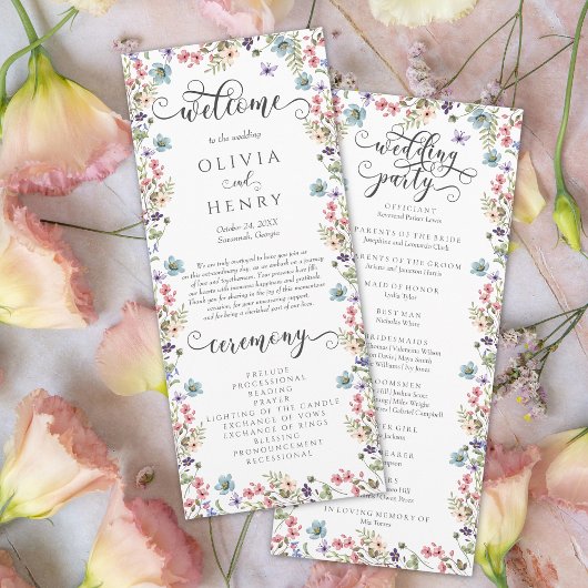 Fleur sauvage Rustic Floral Wedding Programme