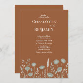 Fleur sauvage rustique brûlé Faire-part de mariage (Devant / Derrière)