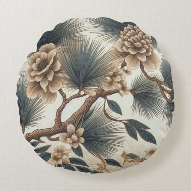 Fleur sauvage rustique Coussin rond - Le charme de (Devant)