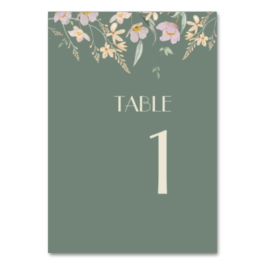 Fleur sauvage Sage Deco Mariage Numéro de table Si (Dos)