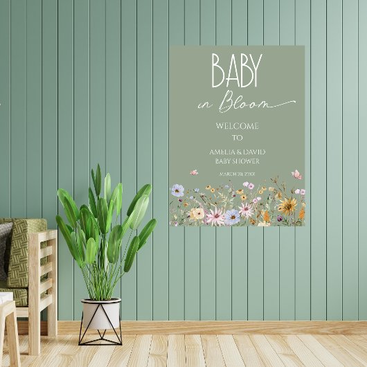 Fleur sauvage Sage Green Affiche de bienvenue de v