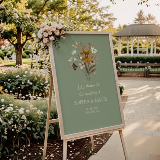 Fleur sauvage Sage Green Boho Mariage Affiche de b