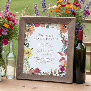 Fleur sauvage Signature Cocktail Menu Poster