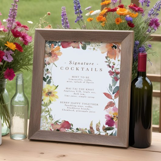 Fleur sauvage Signature Cocktail Menu Poster