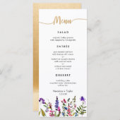 Fleur sauvage Simple 3 plats mariage menu (Devant / Derrière)