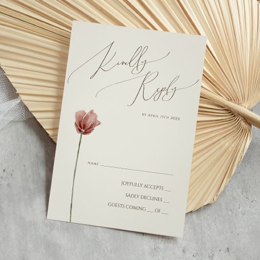 Fleur sauvage simple | Carte RSVP beige