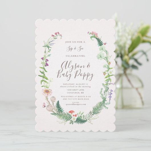 Fleur sauvage Sip & Voir Invitation (Debout devant)