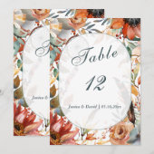 Fleur sauvage Spirit Boho Mariage Numéro de table (Devant / Derrière)