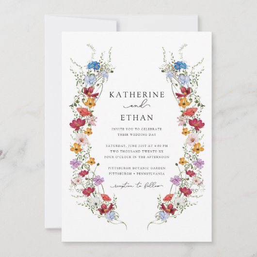 Fleur sauvage Spring Floral Wedding Invitations (Devant)