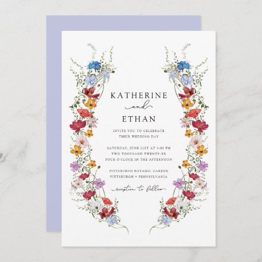 Fleur sauvage Spring Floral Wedding Invitations (Devant / Derrière)