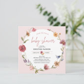 Fleur sauvage Spring Girl Baby shower Invitation (Debout devant)