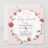 Fleur sauvage Spring Girl Baby shower Invitation (Devant)