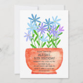 Fleur sauvage Sur Pot Botanique Invitation Anniver (Devant)