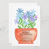Fleur sauvage Sur Pot Botanique Invitation Anniver (Devant / Derrière)