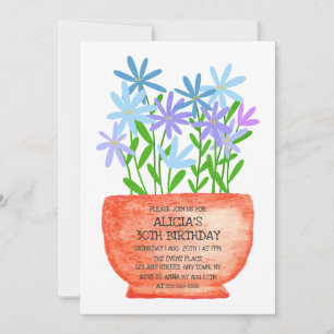 Fleur sauvage Sur Pot Botanique Invitation Anniver