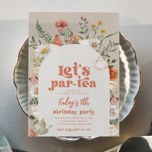 Fleur sauvage Tea Party Anniversaire Invitation