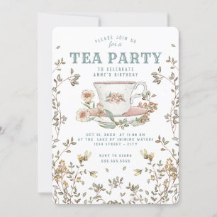 Fleur sauvage Tea Party Anniversaire Invitation