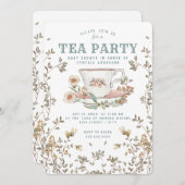 Fleur sauvage Tea Party Baby shower Invitation (Devant / Derrière)