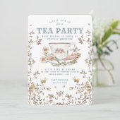 Fleur sauvage Tea Party Baby shower Invitation (Debout devant)
