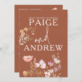 Fleur sauvage Teracotta Farmhouse Faire-part de ma (Devant / Derrière)