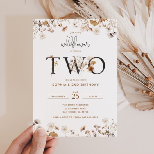 Fleur sauvage Terre Invitation de 2e anniversaire