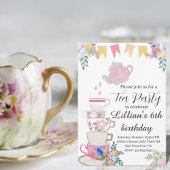 Fleur sauvage thé fête anniversaire invitation flo