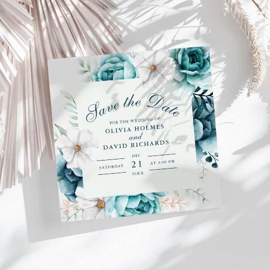 Fleur Sauvage Turquoise Save the Date | Floral Boh