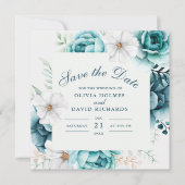 Fleur Sauvage Turquoise Save the Date | Floral Boh (Devant)