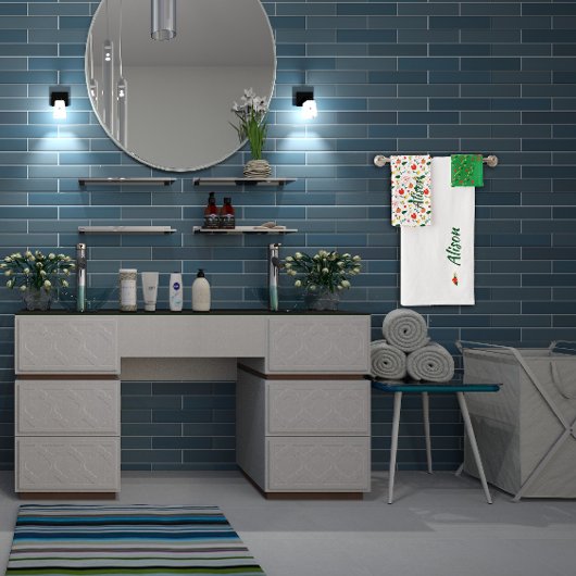 Fleur sauvage vert blanc rouge