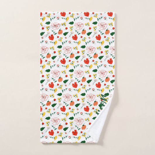 Fleur sauvage vert blanc rouge (Serviette à main)