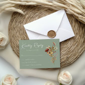 Fleur sauvage vert Sage Boho Wedding Carte RSVP