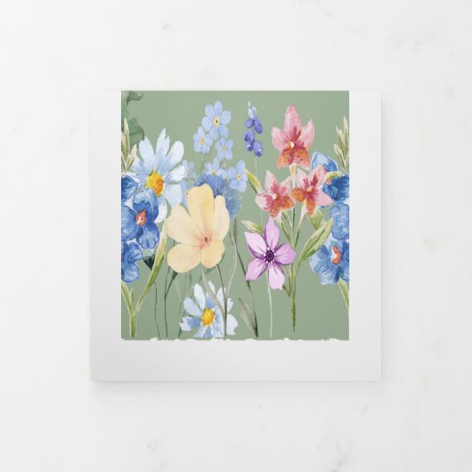 Fleur sauvage vert Sage triple Faire-part de maria (Protection)