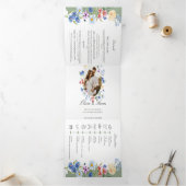 Fleur sauvage vert Sage triple Faire-part de maria (Intérieur)