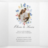 Fleur sauvage vert Sage triple Faire-part de maria (Intérieur au milieu)