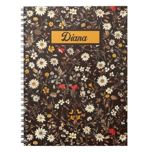 Fleur sauvage vintage Carnet personnalisé (Devant)