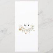 Fleur sauvage vintage Elégant Floral Mariage Menu (Dos)