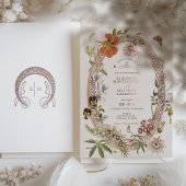 Fleur sauvage Vintage Wedding Invitation Mauve Ros