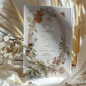 Fleur sauvage Vintage Wedding Invitation Mauve Ros