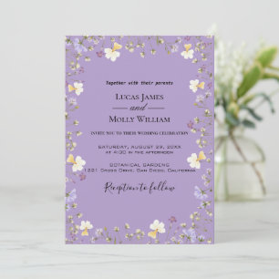 Fleur sauvage violet Faire-part de mariage Floral 