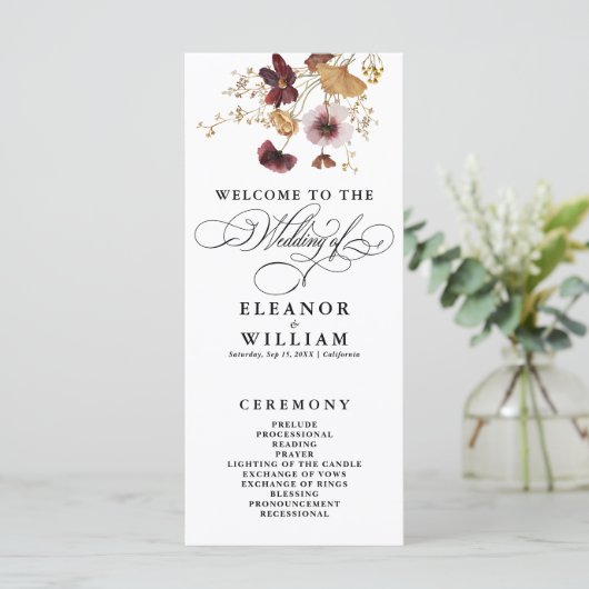 Fleur sauvage Watercolor Calligraphy Programme de (Debout devant)