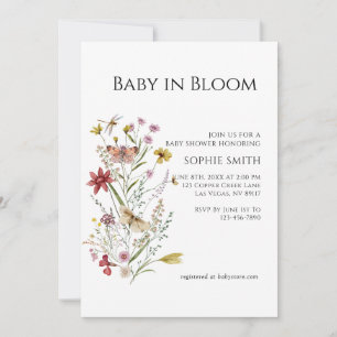 Fleur sauvage Whimsical Baby In Bloom Invitation