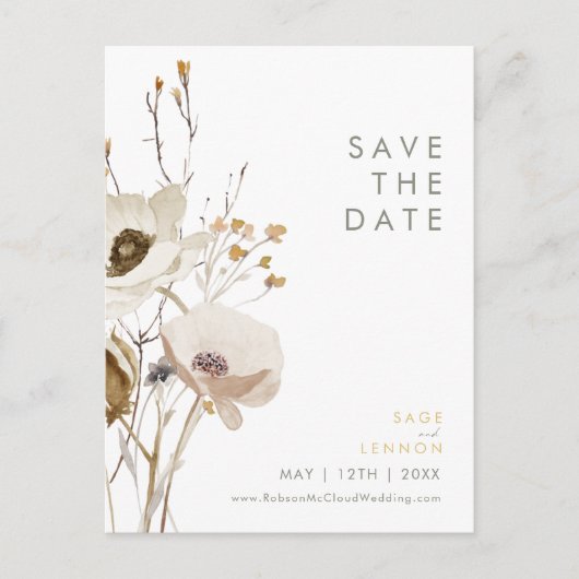 Fleur sauvage Whimsical Enregistrer La Date Carte  (Devant)