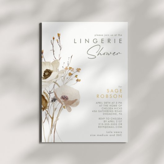 Fleur sauvage Whimsical Lingerie Douche Invitation